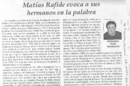 Matías Rafide evoca a sus hermanos en la palabra.