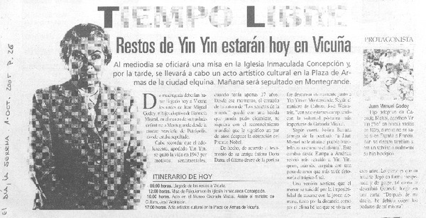 Restos de Yin Yin estarán hoy en Vicuña.