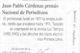 Juan Pablo Cárdenas Premio Nacional de Periodismo.