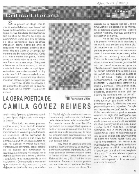 La obra poética de Camila Gómez Reimers
