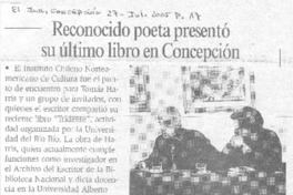 Reconocido poeta presentó su último libro en Concepción.