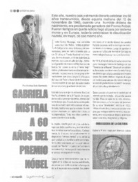Gabriela Mistral a 60 años del Premio Nobel.