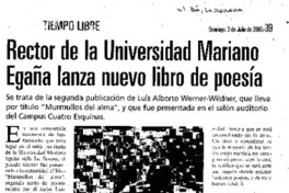 Rector de la Universidad Mariano Egaña lanza nuevo libro de poesía