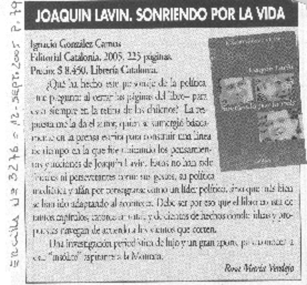 Joaquín Lavín. Sonriendo por la vida.