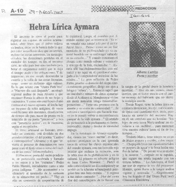 Hebra Lírica Aymara.,