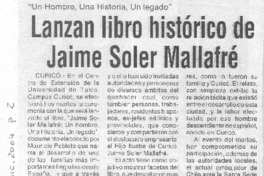 Lanzan libro histórico de Jaime Soler Mallafré.