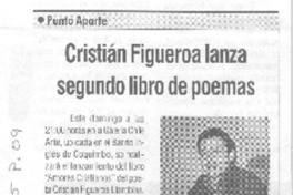 Cristiàn figueroa lanza segundo libro de poemas.