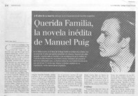 Querida familia, la novela inédita de Manuel Puig