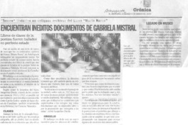 Encuentran ineditos documentos de Gabriela Mistral