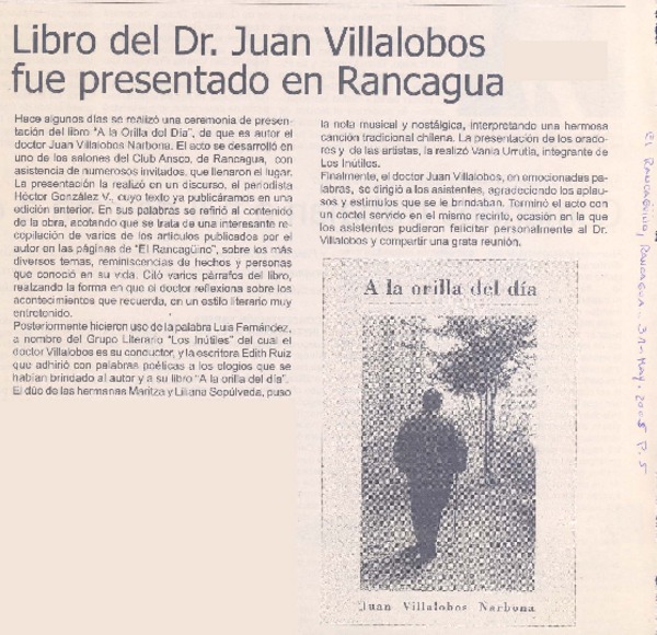 Libro del Dr. Juan Villalobos fue presentado en Rancagua
