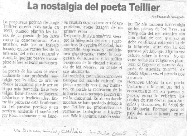 La nostalgia del poeta Teillier