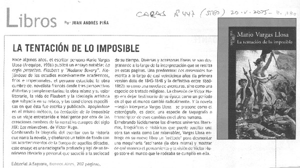 La Tentación de lo imposible [de] Mario Vargas Llosa