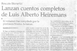 Rescate literario : lanzan cuentos completos de Luis Alberto Heiremans