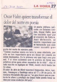 Oscar Hahn quiere transformar el dolor del norte en poesía