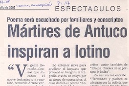 Poema será escuchado por familiares y conscriptos : mártires de Atuco inspiran a lotino