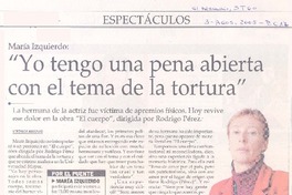 María Izquierdo : "Yo tengo una pena abierta con el tema de la tortura"