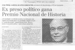 Ex preso político gana Premio Nacional de Historia.