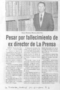 Pesar por fallecimiento de ex director de La Prensa.