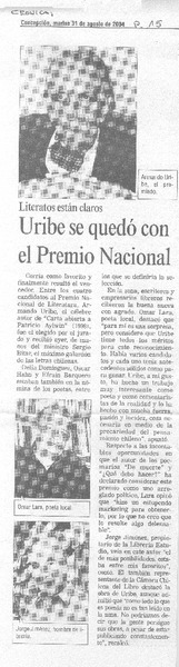 Uribe se quedó con el Premio Nacional.