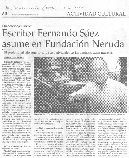 Escritor Fernando Sáez asume en Fundación Neruda