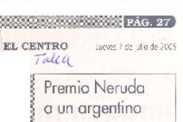 Premio Neruda a un argentino