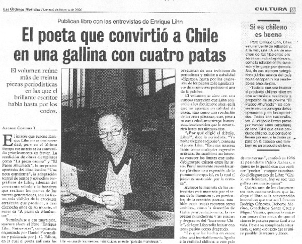 El poeta que convirtió a Chile en una gallina de cuatro patas