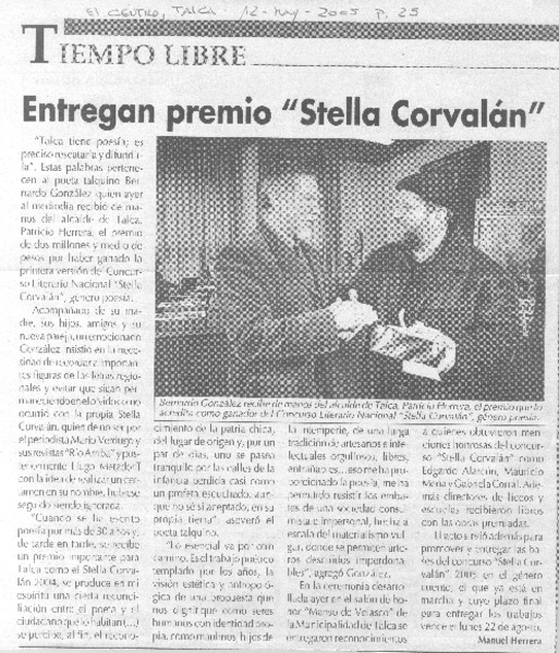 Entregan premio "Stella Corvalán".