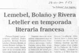 Lemebel, Bolaño y Rivera Letelier en temporada literaria francesa.