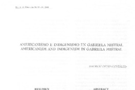 Americanismo e indigenismo en Gabriela Mistral. Americanism and indigenism in Gabriela Mistral.