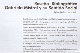 Reseña bibliográfica Gabriela Mistral y su sentido social.