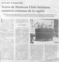 Teatro de muñecos Chile solidario recorrerá comunas de la región.