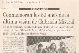 Conmemoran los 50 años de la última visita de Gabriela Mistral