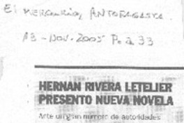 Hernán Rivera Letelier presentó nueva novela.