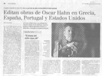 Editan obras de Oscar Hann en Grecia, España, Portugal y Estados Unidos.