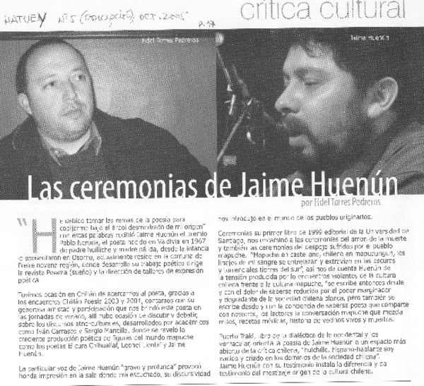 Las ceremonias de Jaime Huenún