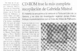 CD-ROM trae la más completa recopilación de Gabriela Mistral