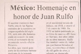 México : homenaje en honor de Juan Rulfo