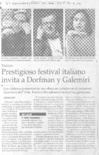 Prestigioso festival italiano invita a Dorfman y Galemiri.