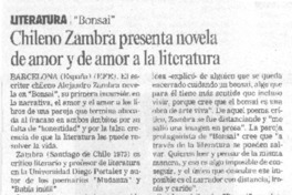Chileno Zambra presenta novela de amor a la literatura