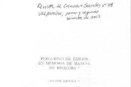 Peregrino de exilios en memoria de Manuel de Rivacoba.
