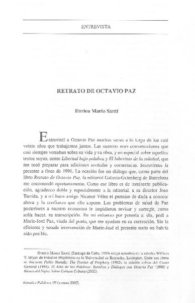 Retrato de Octavio Paz.