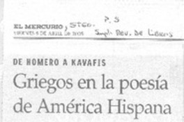Griegos en la poesía de America Hispana.
