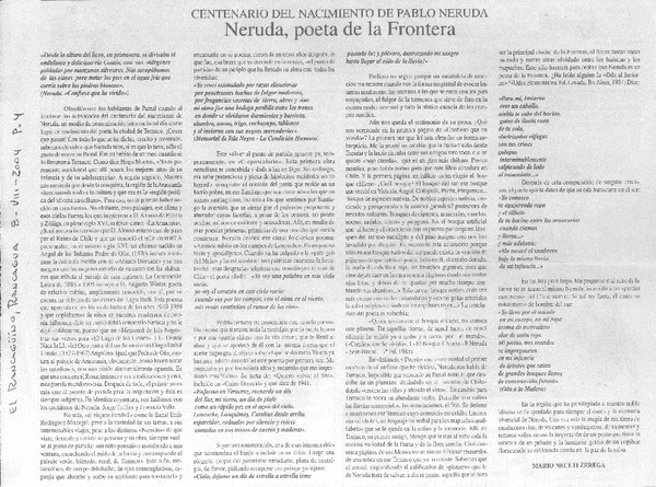 Neruda, poeta de la Frontera.