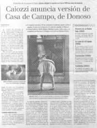 Caiozzi anuncia versión de Casa de Campo, de Donoso.