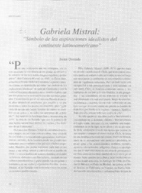 Gabriela Mistral : símbolo de las aspiraciones idealistas del continente latinoamericano