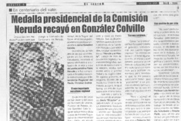 Medalla presidencial de la Comisión Neruda recayó en González Colville.