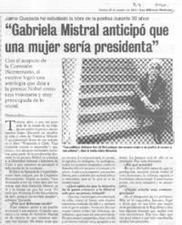 "Gabriela Mistral anticipó que una mujer sería presidenta" [entrevista]