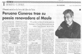 Peruano Cisneros trae su poesía renovadora al Maule