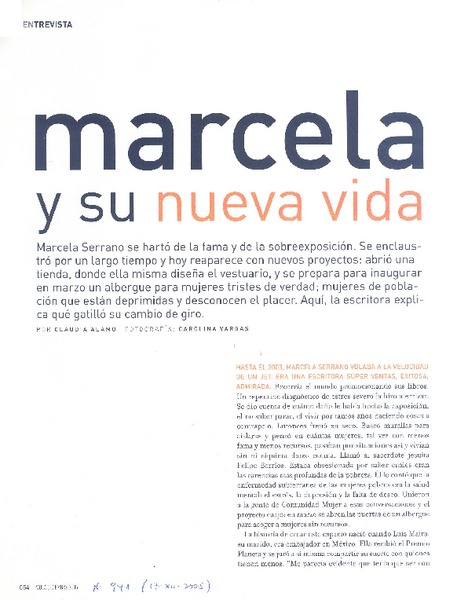 Marcela y su nueva vida [entrevista]