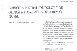 Gabriela Mistral: de dolor y de gloria a los 60 años del Premo Nobel